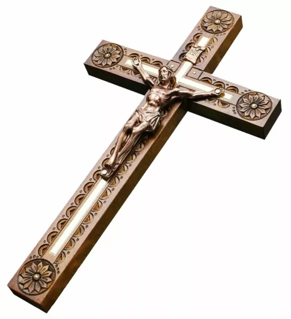 Exklusiv Autoren Handgemachtes Wandkreuz-Kruzifix aus Holz mit  JESUS CHRISTUS