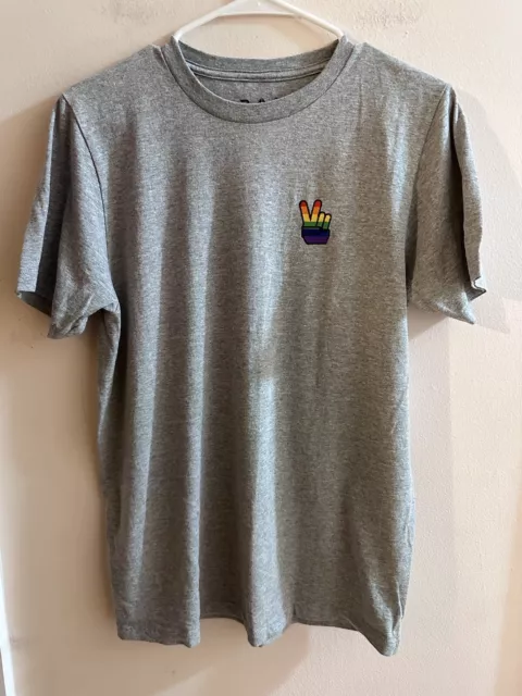 The Rail Graphic T-Shirt Mens Pride Peace Gray Size Medium M