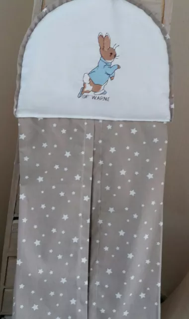 Peter Rabbit Nappy Stacker In grey star fabric 2