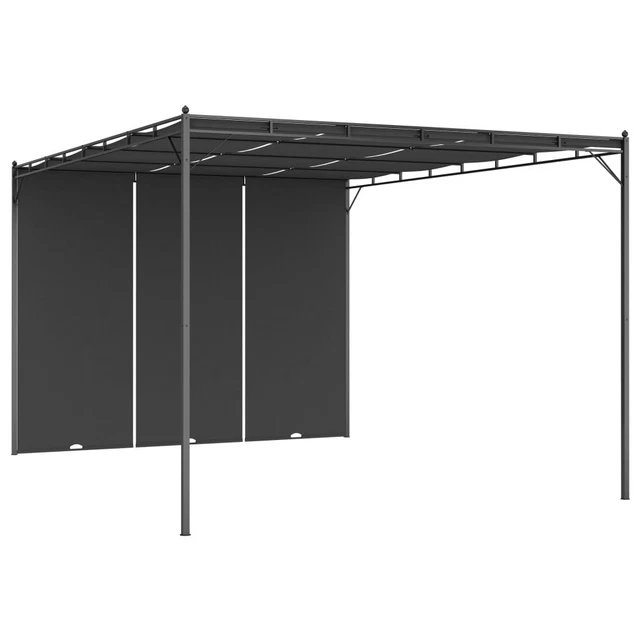 Gartenpavillon mit Seitenvorhang 4x3x2,25 m Anthrazit EF J4579