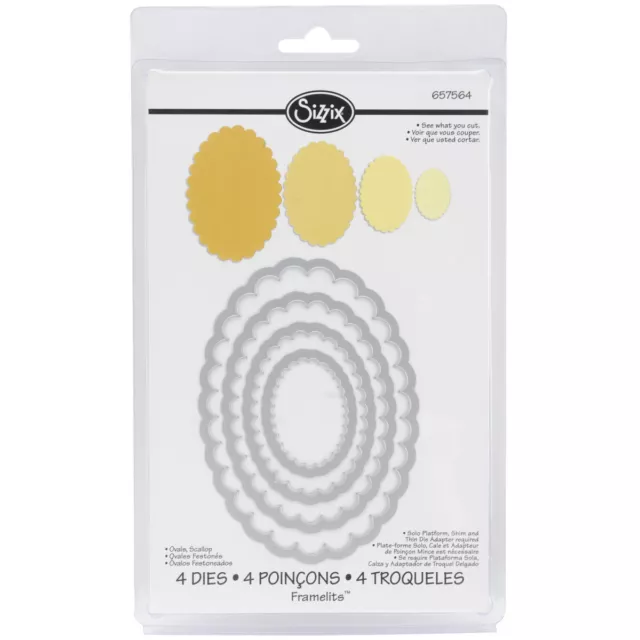 Sizzix Framelits Dies 4/Pkg-Scallop Ovals 657564