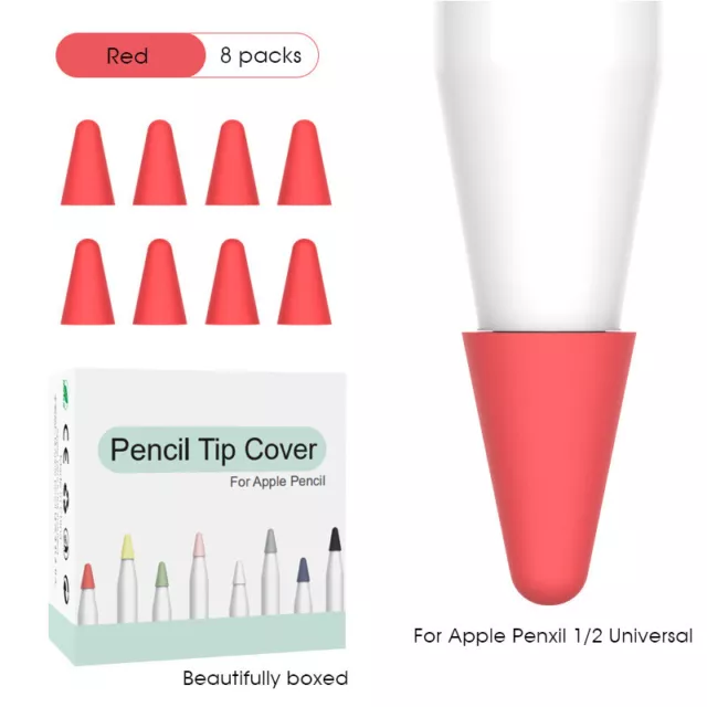 8Pack Soft Silicone Touch Pen Nib Tip Cover For Apple Pencil 1st 2nd Generation