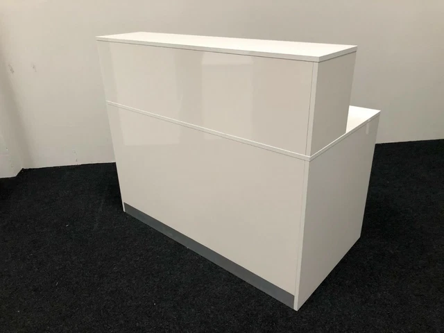 WHITE RECEPTION DESK 1800mm W/1100mmH/600D hight gloss white desk riser ...