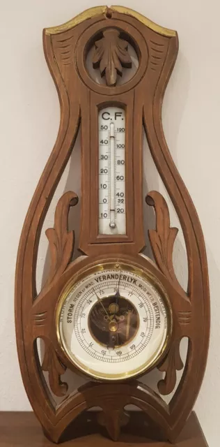 Wetterstation Barometer Thermometer Antik Schnitzarbeit Gründerzeit