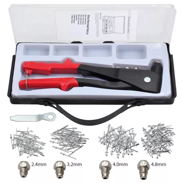 Pop Rivet Heavy Duty Riveter Gun Kit 200 Pcs Revits Hand Riveter Set Gutter