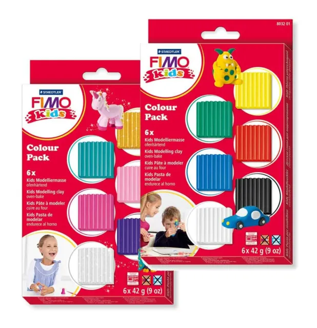 Staedtler Fimo kids Modelliermasse Colour Pack, basic, 6 x 42 g - Farbe wählbar