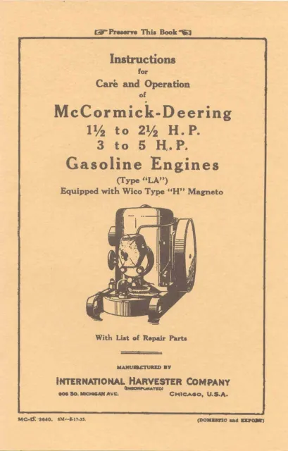 IHC Type "LA" engine manual