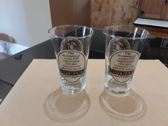 Coca Cola Mothers Pizza Parlour Drinking Glasses Vintage Restaurant Tumblers