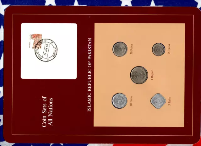 Coin Sets of All Nations Pakistan 1 Rupee 50,25,10,5 Paisa 1988 UNC