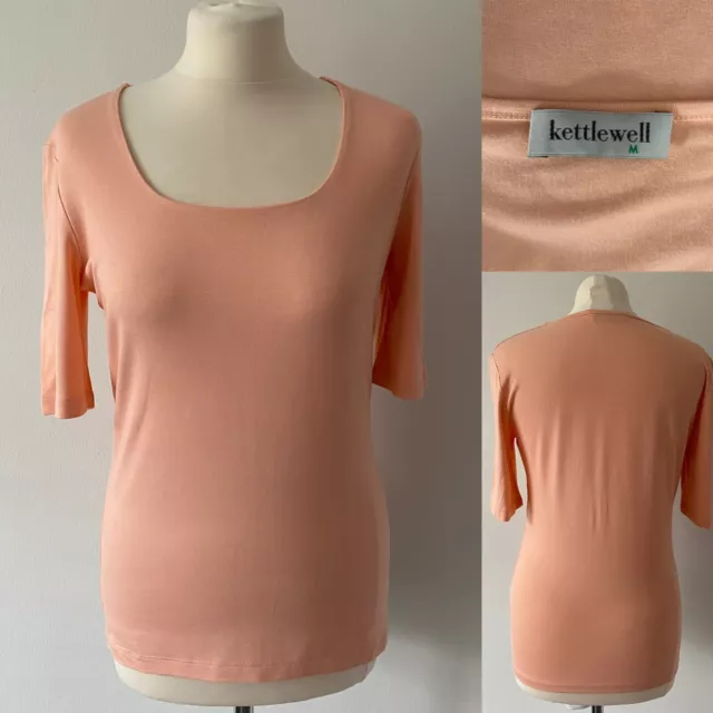 Kettlwell Peach Pink Ssquare Neck Top Short Sleeve T Shirt 120 Size M VGC