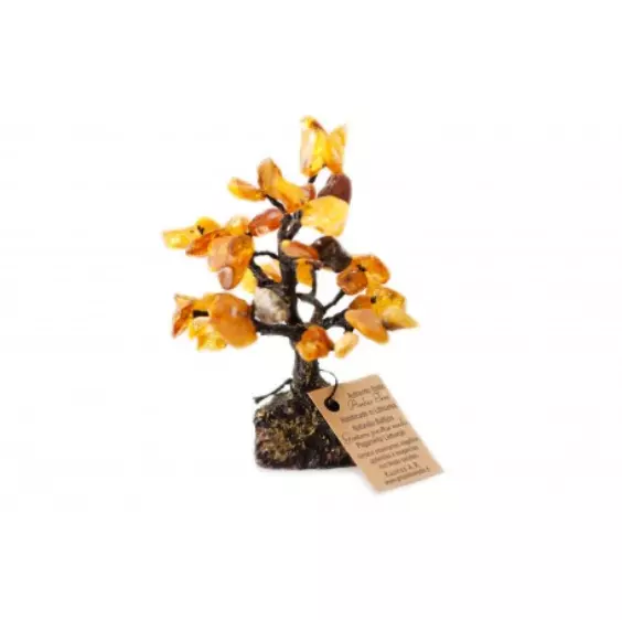 Amber Tree Authentic Wood Decorated With Baltic Amber See Hand Made Gift Yellow 2