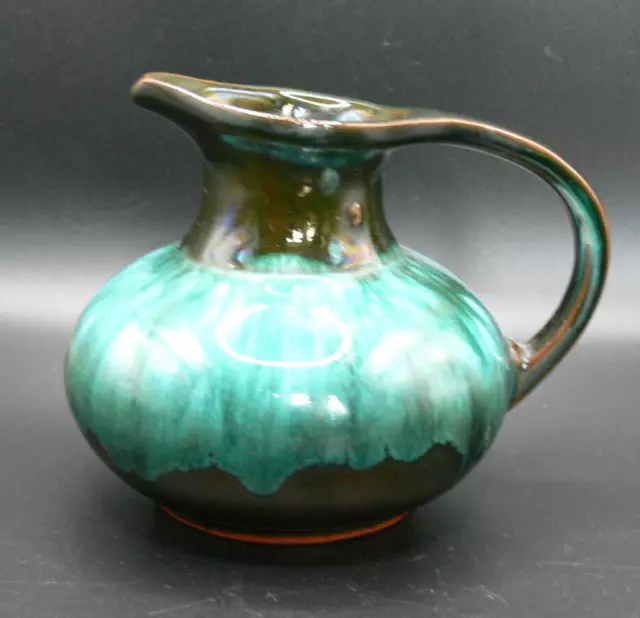 Blue Mountain Pottery Squat Jug/Pitcher 10cm Blue Green Black Drip Glaze