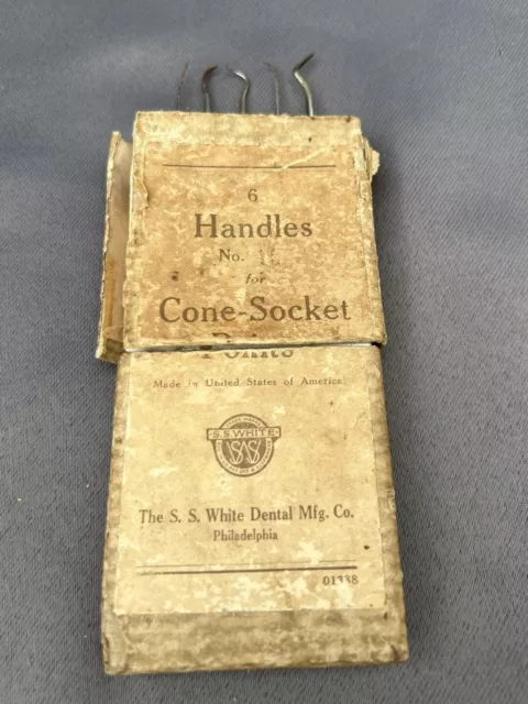 VTG S. S. WHITE DENTAL 6 Handles No. 1_ for Cone-Socket Points Collectors Items!