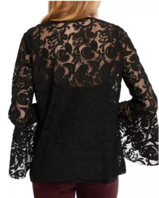 Nic+Zoe 264910 Women's Lovely Lace Top Black Size Small 2
