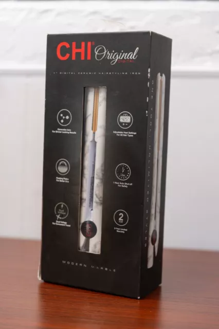 Chi Original Digital 1" Ceramic Hairstyling Iron Modern Marble  Tested Open Box