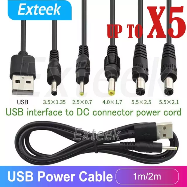 USB to DC 5.5mm*2.5/5.5*2.1/4.0*1.7/3.5*1.35/2.5*0.7 5V Barrel Jack Power Cable