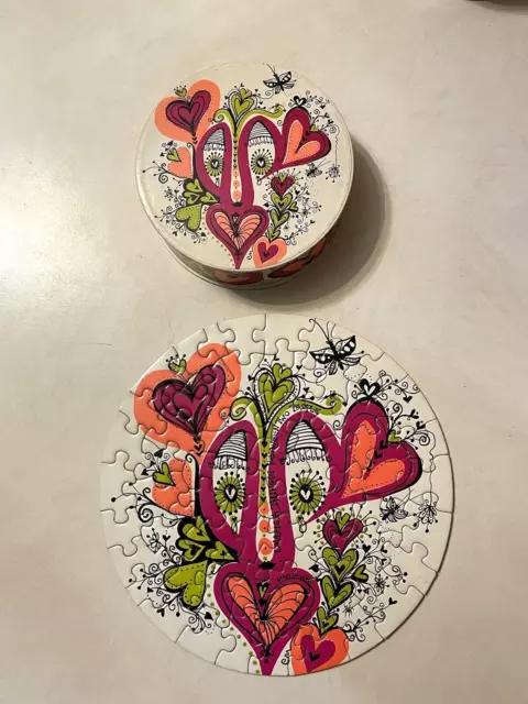 Sandy Miller Springbok Love Thingies Puzzle Mini Circle Jigsaw VTG Groovy Hearts Sandy Miller Springbok Love Thingies Puzzle Mini Circle Jigsaw VTG Groovy Hearts