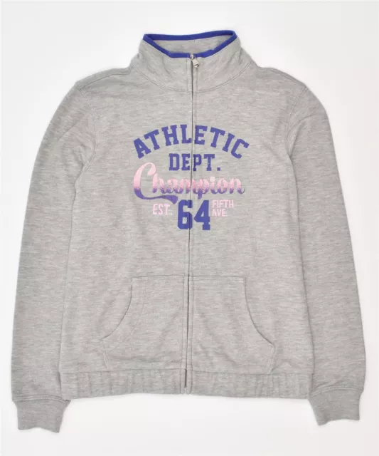 CHAMPION Girls Tracksuit Top Jacket 9-10 Years Medium Grey Cotton LP04