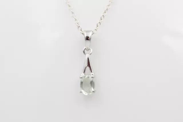 Rare 0,72 Carat Prasiolite Pendentif 925 Argent Colllier Chaîne Verte Amethy Rp 3