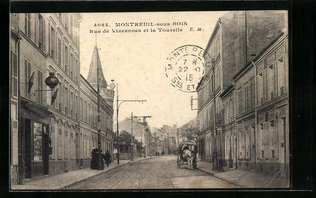 CPA Montreuil-sous-Bois, Rue de Vincennes et la Tourelle 1916