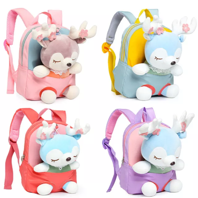 Plush 3D Elk Backpack for Boys Girls Children Schoolbag Cute Cartoon School Bag