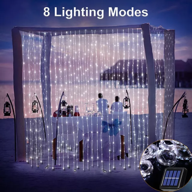 300 LED Lichterkette Fairy Lights LED Curtain Lights Solar Power String Lights