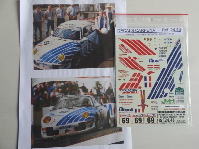 decalcomanie porsche  911 GT2 N°69 le mans 1998  1/24