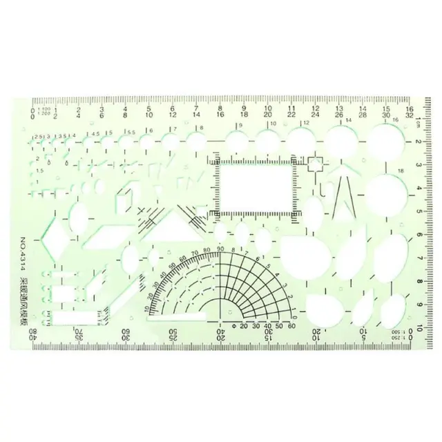 Green Plastic Students Rectangle Shape Drawing Circle Template Ruler