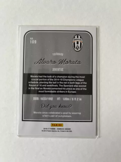 Hand signed football trading card of ALVARO MORATA, JUVENTUS FC autograph 2