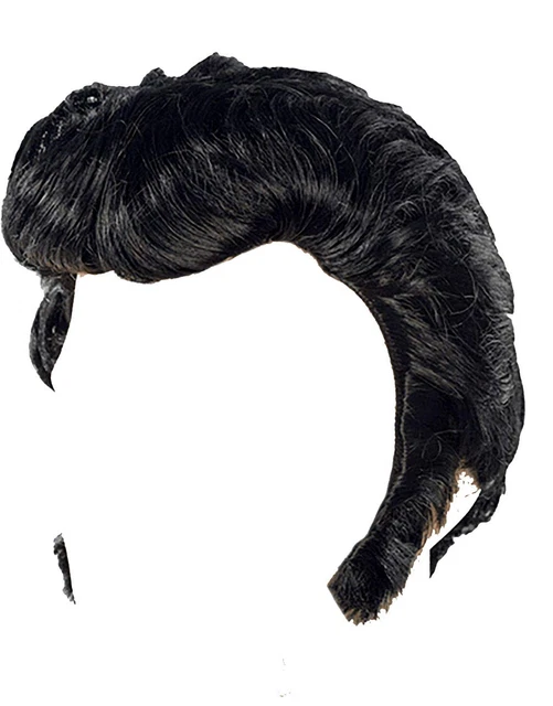 Black Elvis Wig with Sideburns for Men… (Black)