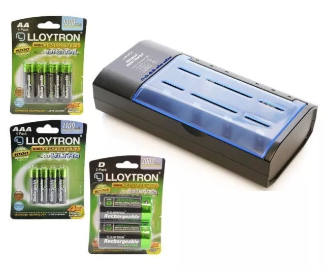 Battery Charger for AA AAA Size C D and 9V Rechargeable Batteries