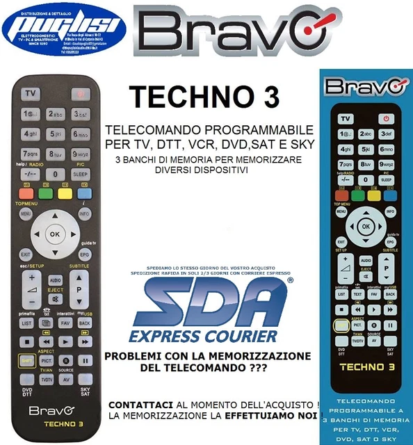 TELECOMANDO UNIVERSALE BRAVO Per Tv Digitale Sat Dvd Sky Samsung Lg ...