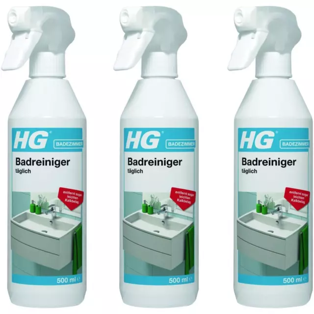 HG Badreiniger täglich Duschkabinenreiniger Spezialreiniger Reiniger 3 x 500 ml