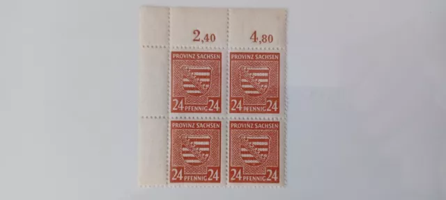  Briefmarken Provinz Sachsen  4x24 Pfennig 1945 Block SBZ  postfrisch