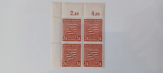  Briefmarken Provinz Sachsen  4x24 Pfennig 1945 Block SBZ  postfrisch