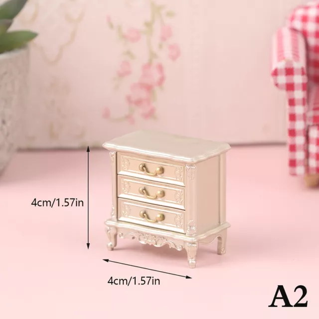 1Pc 1/12 Dollhouse Miniature Chest Of Drawers Bedroom Bedside Drawer Cabinet
