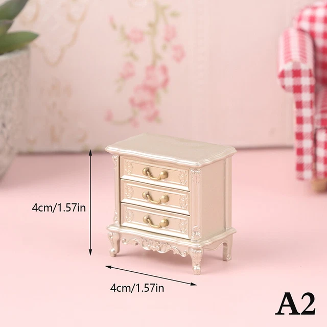 1Pc 1/12 Dollhouse Miniature Chest Of Drawers Bedroom Bedside Drawer Cabinet