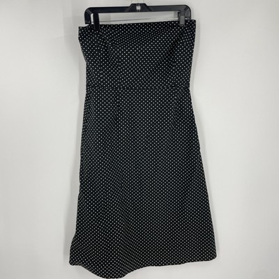 New York & Company Dress Women 8 Black White Polka Dot Tube Top Cotton Blend