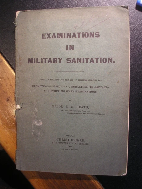 British Army Military Sanitation Exam Manual 1908 Health Medical History ramc