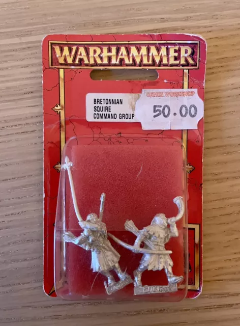 Warhammer fantasy Bretonnian Squire Command Group Errant Horn Banner Métal Gw