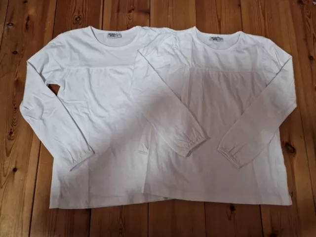 2 weiße Langarmshirts für Mädchen Gr. 122 von Infinity Kids