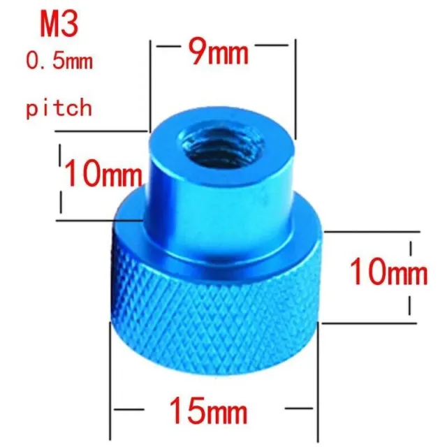 1pcs M3 0.5mm Pitch Colorful Aluminum Alloy Nuts Blind Hole Nut 15mm Head Dia