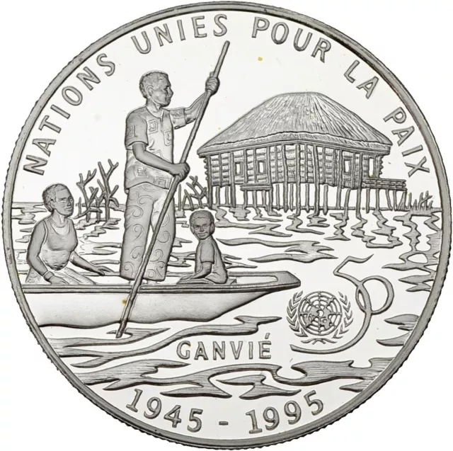PRAGER: Benin, 6000 Francs CFA 1995, 50 J. Vereinigte Nationen, Silber [1656]#k
