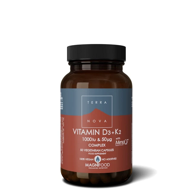 TERRANOVA VITAMIN D3 + K2 Complex 1000iu & 50mcg 50 Vegicaps £18.95