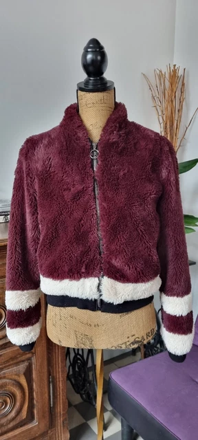 Veste Pull & Bear Femme Taille S - Couleur Bordeaux/noir, Peu Portée, Très Bon état