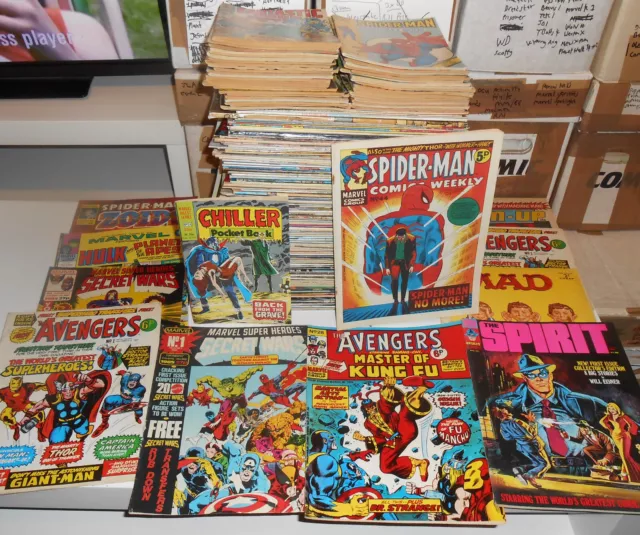 220x Huge MARVEL UK lot 1970s 80s Secret Wars Spider-man Avengers X-Men Hulk MAD