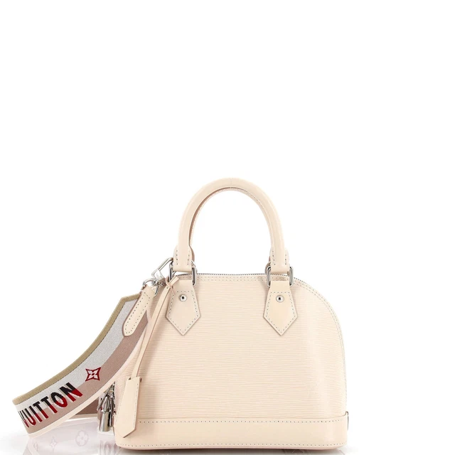 Louis Vuitton Alma Handbag Epi Leather with Logo Jacquard Strap BB Neutral Louis Vuitton Alma Handbag Epi Leather with Logo Jacquard Strap BB Neutral