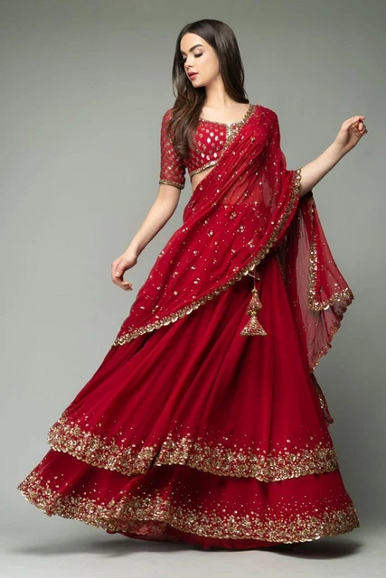 Red Georgette Lehenga Choli For Women Indian Wedding Wear Lehenga Choli