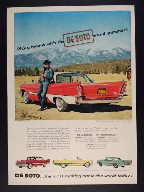 1957 DeSoto Fireflite Sportsman 2-door color photo vintage print Ad