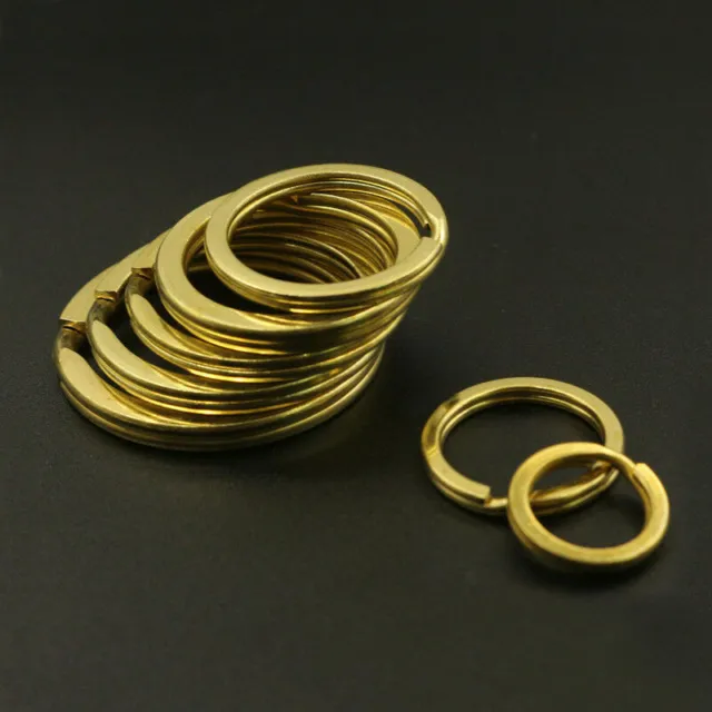 15mm - 35mm Solid Brass Split Rings Hoop Loop Key Ring Leather Holder Hardware 3
